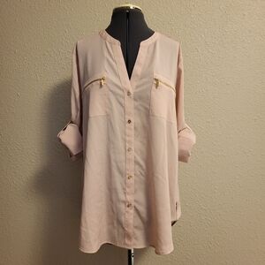 Calvin Klein Blush Button-Up Blouse Size XL
